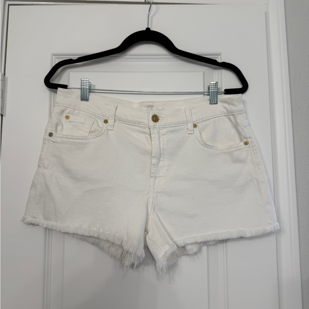 7 for all Mankind White Cutoff Shorts